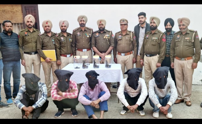ਪਟਿਆਲਾ ਪੁਲਿਸ ਵੱਲੋਂ ਕਤਲ ਅਤੇ ਲੁੱਟ-ਖੋਹ ਕਰਨ ਵਾਲੇ ਗਿਰੋਹ ਦੇ 5 ਮੈਂਬਰ ਹਥਿਆਰਾਂ ਸਮੇਤ ਕਾਬੂ